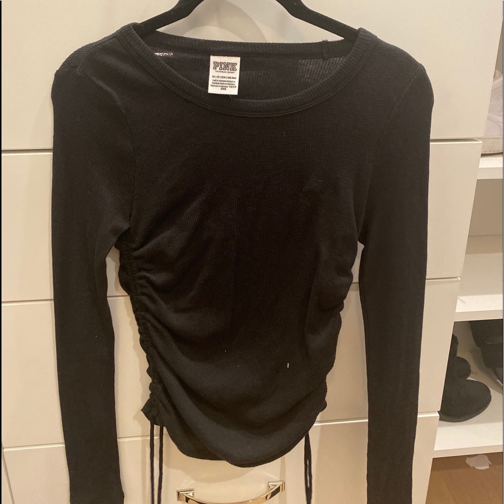 Black scrunched long sleeve shirt from Pink